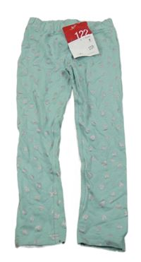 Nové - mintové vzorované tregíny se srdíčky Kiki&Koko