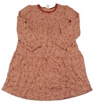 Starorůžové květované bavlněné šaty 