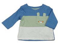 Modro-zeleno-bílé triko s králíkem Ergee