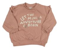 Světlerůžová mikina s nápisy a volánky H&M