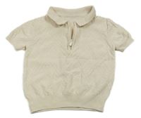 Smetanové vzorované úpletové polo tričko Matalan
