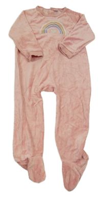 Růžový sametový overal s duhou 