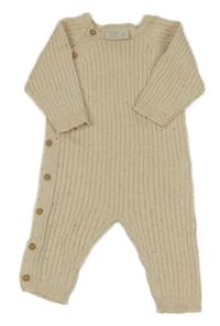 Světlebéžový žebrovaný úpletový overal 