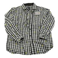 Černo-šedá kostkovaná košile s kapsou a číslem 