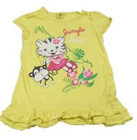 Žluté šaty s kočkou a opicí Kiki&Koko
