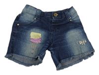 Tmavomodré riflové kraťasy se zmrzlinou 