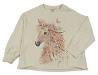 Smetanová lehká mikina s jednorožcem z flitrů Next