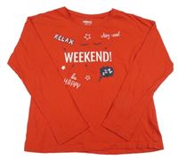 Červené pyžamové triko s nápisy Pepperts!