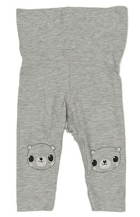 Šedé sametové lehké tepláky s medvědy H&M