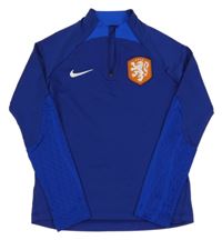 Modrá sportovní funkční mikina s erbem a logem Nike