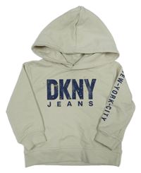 Smetanová mikina s logem a kapcuí DKNY