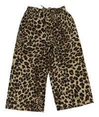 Hnědo-černé leopardí lehké široké kalhoty shein