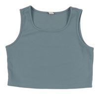 Šedomodrý žebrovaný crop top shein