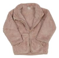 Světlerůžová chlupatá propínací mikina H&M