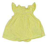 Žluté bavlněné šaty s madeirou a všitým body zn. Mothercare