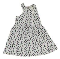 Bílo-tmavomodro-barevné šaty s leopardím vzorem little kids