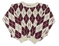 Bílo-vínový károvaný crop svetr - Harry Potter H&M
