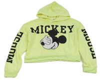 Neonově žlutá crop mikina s Mickeym a kapucí H&M