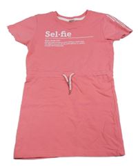 Růžové teplákové šaty s nápisem Y.F.K.