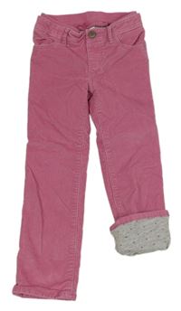 Růžové podšité manšestráky s úpletovým pasem GAP