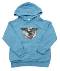 Světlemodrá mikina s orlem a kapucí 