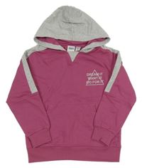 Růžovo-šedá mikina s nápisem a kapucí Lily & Dan