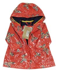 Nové - Korálový voděodolný jarní kabát s motýlky a kapucí M&S