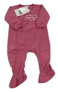 Nové - Fialový fleecový overal se srdíčkem a nápisem Ergee