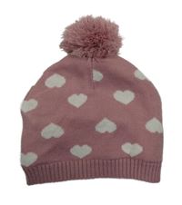 Růžovo-bílá čepice se srdíčky a bambulí Ergee