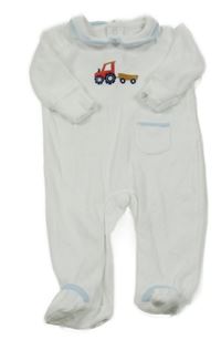 Bílý sametový overal s traktorem Matalan