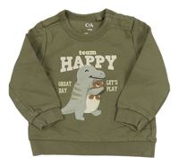 Khaki mikina s dinem a nápisy C&A