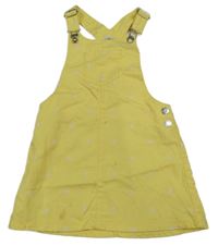 Žluto-bílé puntíkaté riflové laclové šaty F&F