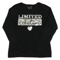 Černé triko s nápisem a srdíčkem Primark