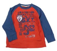 Červeno-tmavomodré triko s nápisy S. Oliver