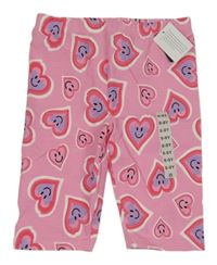 Nové - Růžovo-fialové elastické kraťasy se srdíčky Dunnes