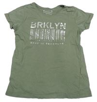 Khaki tričko s nápisem Primark