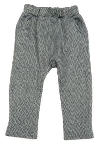 Šedé vzorované pletené zateplené tepláky Topomini