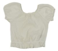 Bílé žebrované crop tričko H&M