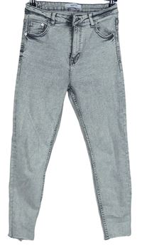 Dámské šedé plísňové skinny roztřepené rifle Reserved 