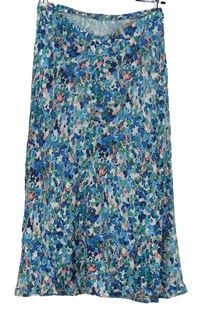 Dámská modro-růžovo-bílá vzorovaná midi sukně M&S