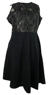 Dámské černo-zlaté šaty s krajkovým živůtkem Dorothy Perkins 