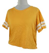 Dámské oranžové crop tričko s pruhy H&M