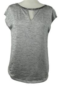 Dámská šedá melírovaná halenka s korálky zn. Next 