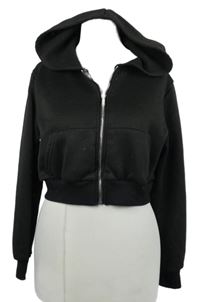 Dámská černá crop propínací mikina s kapucí Shein 