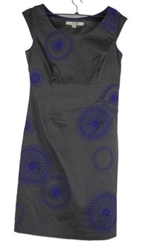 Dámské šedé plátěné šaty s výšivkou Boden 