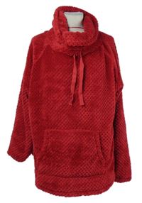 Dámská červená chlupatá mikina s komínovým límcem F&F