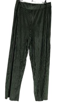 Dámské tmavošedé proužkované sametové volné kalhoty F&F