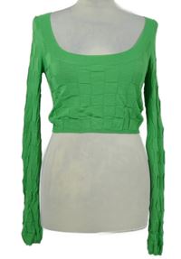 Dámský zelený kostkovaný crop lehký svetr Nasty GAL