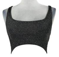 Dámský černo-stříbrný třpytivý crop top Bershka 