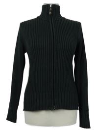 Dámský tmavošedý žebrovaný propínací svetr se stojáčkem Gin Tonic 